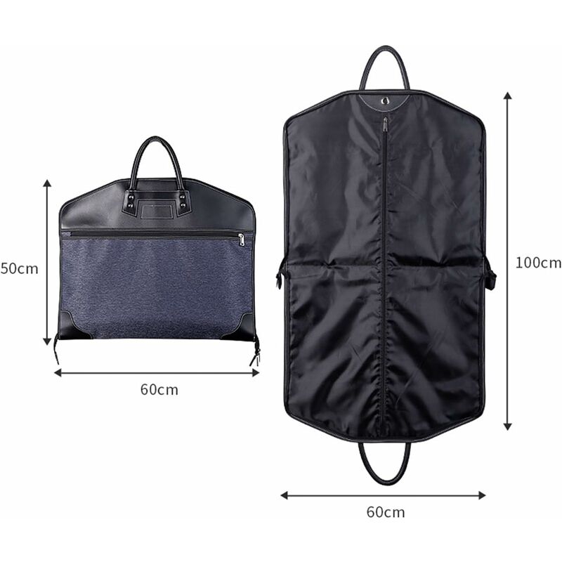 100 x 60 cm, noir housses de vêtements 39 pouces porte-costume imperméable  Oxford sacs à vêtements voyage d'affaires portable robe pliante sac de  rangement anti-poussière