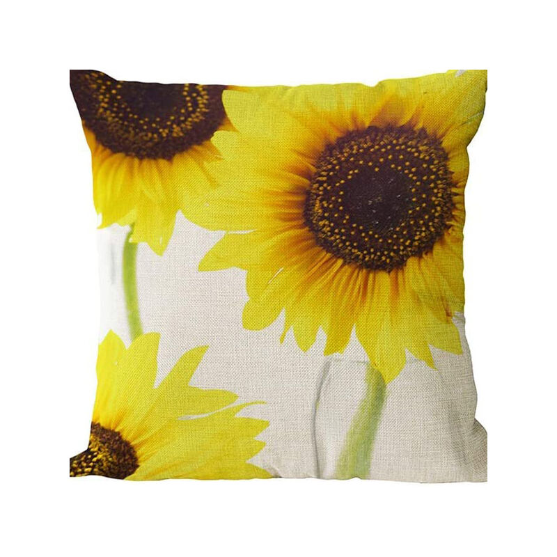 Lot de 4 jaune tournesol en Coton et Lin Housse De Coussin carré