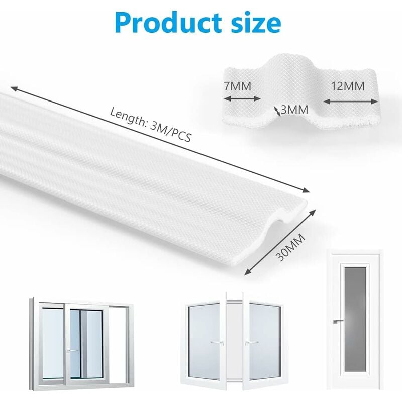 196Inch/5M Blanc Joint de Fenetre Isolant Phonique Boudin Porte,Bande  Etancheite Anti Poussiere pour Fenetre en Mousse PU Autocollante,Anti Bruit  Coupe Vent pour Fenetres Coulissante et Bas de Porte : : Bricolage