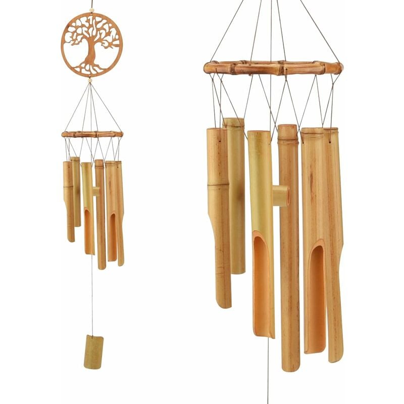 Carillons éoliens Spirale Colorés bois métal 14 Tubes Cloches vent Ornement  Jardin Patio Cour Décoration Suspendue Extérieure Maison