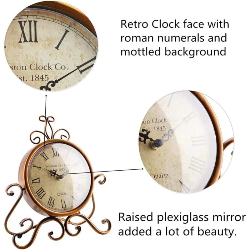 Horloge De Cheminée En Bois Massif Style Vintage – Mouvement Silencieux à Piles – Cadran Numérique Grand Format – 33,3 X 20,2 Cm - 6