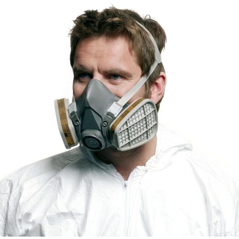 Article - Masque respiratoire complet en silicone.Pour adapter 2 filtres à  baïonnette
