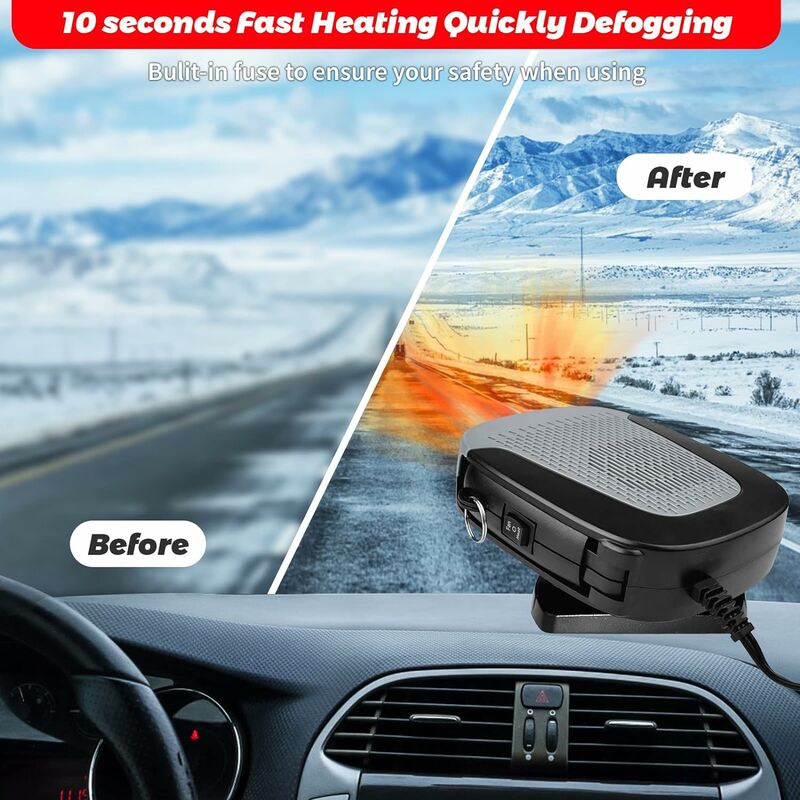 Réchauffeur portatif de ventilateur de voiture d'hiver, dégivreur de  pare-brise de voiture 12V 150W 2 en 1 fonction de chauffag A28