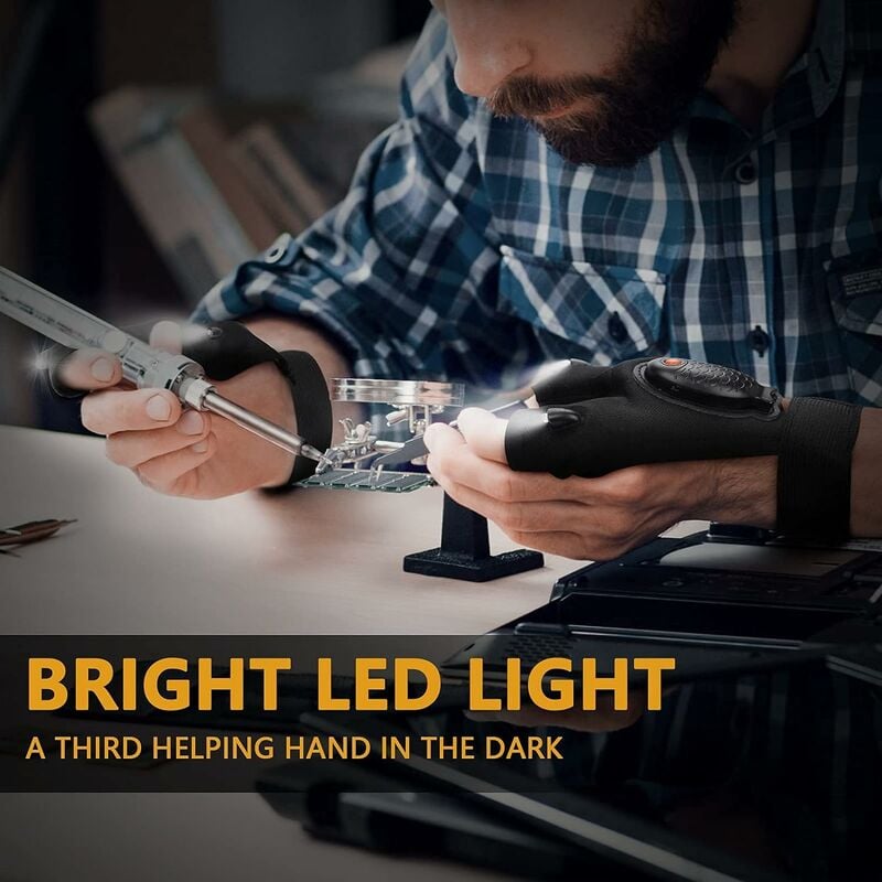 Gants LED avec Lumières étanches,Gadget Insolite Utile Gants LED