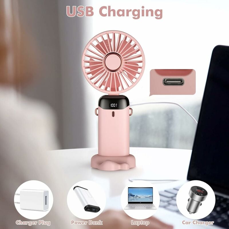 伟 祥 Petit ventilateur de Bureau à Fleurs - Mini ventilateur Portable de  Charge USB