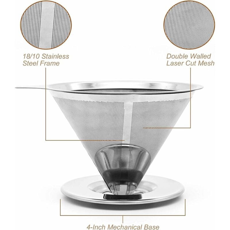 Verser sur le filtre à café Portable en acier inoxydable réutilisable  Cafetière Mini pliable sans papier 1
