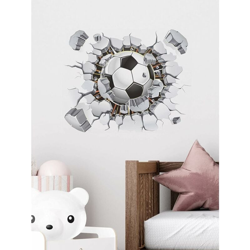 stickers muraux 3d football (40x50 cm) I autocollants décoratifs Sport  Poster I sticker mural pour chambre d'enfant garçon enfants bébé crèche ado