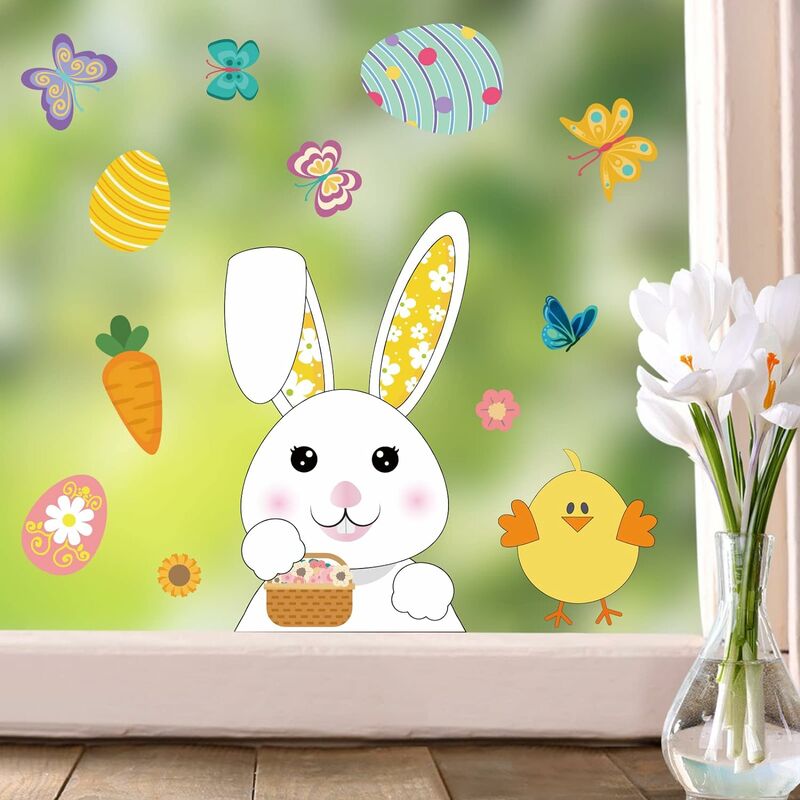 Acheter Panneau de porte rond en acrylique, mignon, fleur colorée, Double  face, motif d'œuf de pâques, lapin
