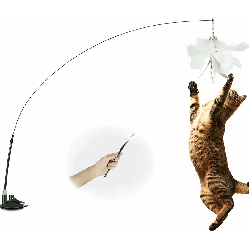 Jouet interactif de Simulation d'oiseau pour chat, avec Super ventouse,  plume d'oiseau pour chaton