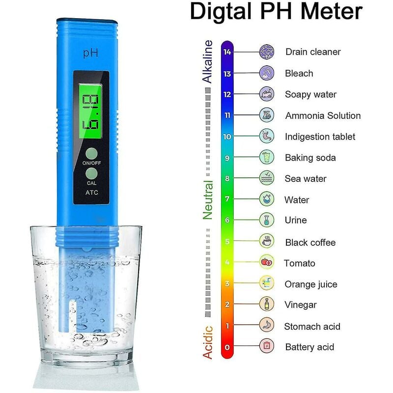 Testeur de température 5-en-1 PH / TDS / EC avec rétro-éclairage - Mesureur  de pH précis pour la piscine, l'eau potable et la natation