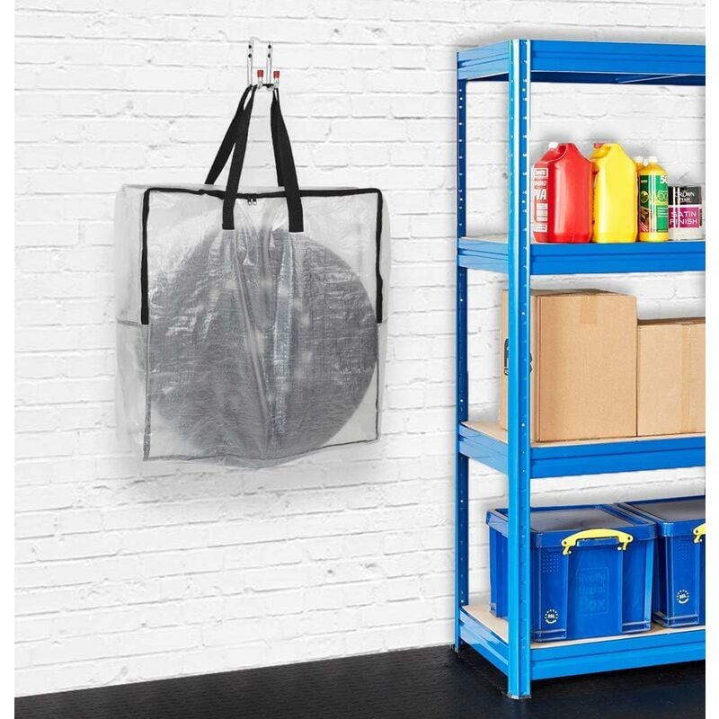 4 Pièces Sac déménagement, Oxford Sac de Rangement Vetement Sac Cabas Grand  - Réutilisable Sacs à Linge Laundry Storage Bags Zipper Bag (bleu rouge)