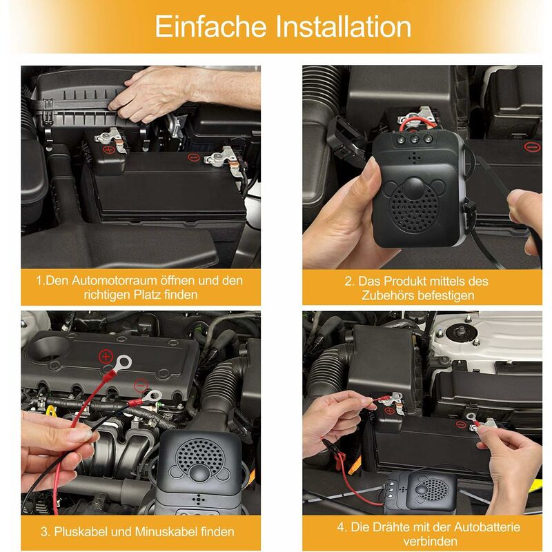 Appareil à Ultrasons anti-Martres pour Batterie automobile 12V