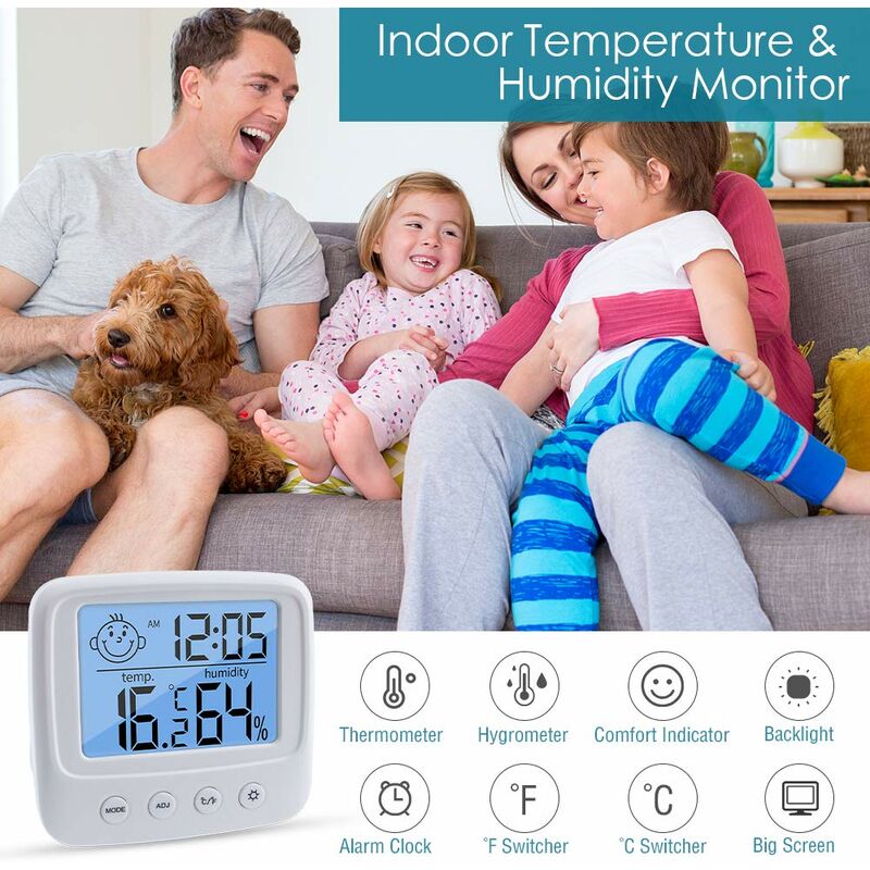 Thermomètre GENERIQUE Thermomètre lcd numérique hygromètre humidité mètre  horloge de température intérieure de la pièce