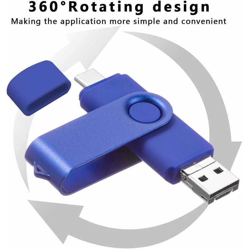 Clé USB rotative 2 en 1 pour téléphone portable, support à mémoire