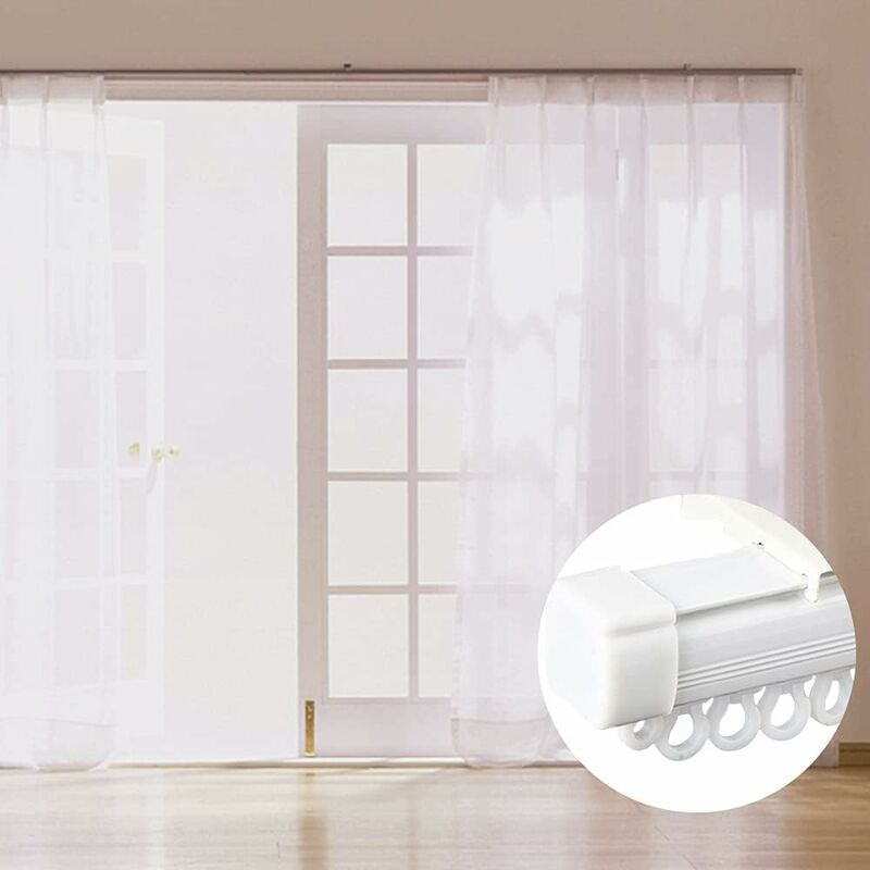 120pcs avec crochet pliant douche draperie fenêtre rideau rail glisseur  blanc