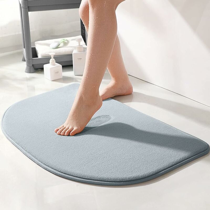 Demi-Cercle Tapis de Bain Antiderapant, Tapis Salle de Bain, Tapis de Douche  Antiderapant pour Chambre et Salle de Bain, Doux et Confortable 50x80cm,  Gris