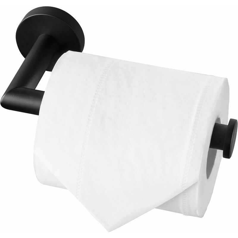 Porte-papier Toilette, Porte-Papier Toilette Mural avec Double Rouleau pour  Tous les Types de Papier Toilette, Porte-Tissu avec Étagère Spacieuse pour  Cuisine et Salle de Bain (Noir) 