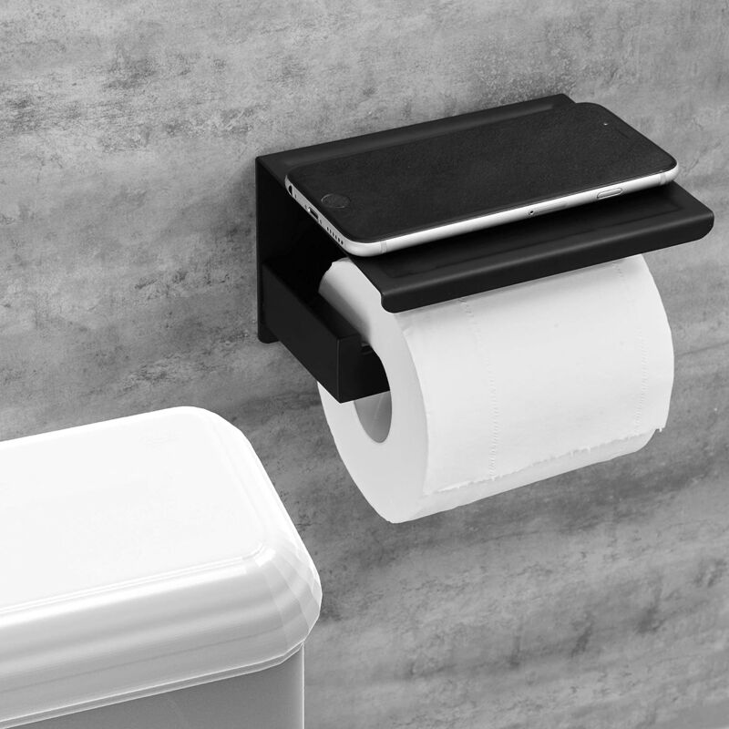 Bestlock Porte-papier toilette auto-adhésif, Noir, Unique