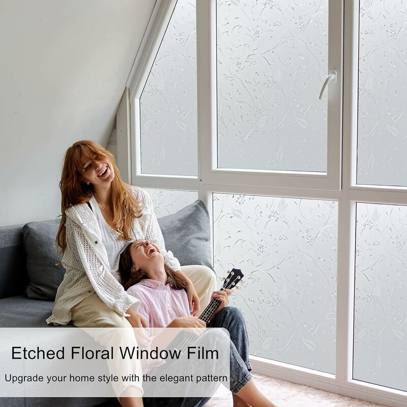 Film adhésif vitrage, antiregards transparent blanc dépoli, L.250 x l.90 cm