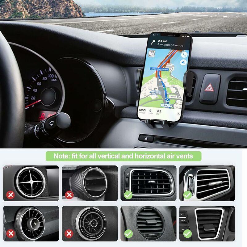 Support de téléphone pour voiture, support de voiture universel à rotation  à 360° avec clip stable et un bouton de déverrouillage compatible avec  iPhone 14 13 12 Samsung Huawei et plus