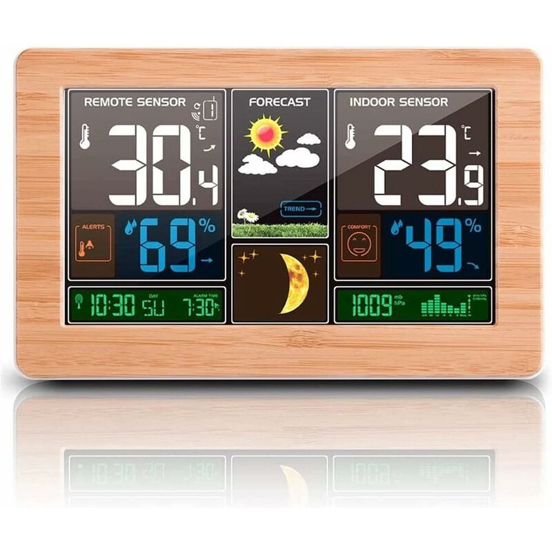Intérieur en extérieur Météo Baromètre Thermomètre numérique couleur avec  rétroéclairage de l'horloge de l'humidité - Chine Station météo sans fil,  de la météo forcast Station