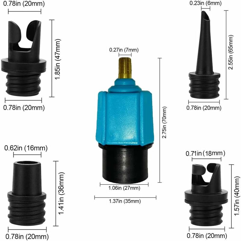 Adaptateur De Valve Gonflable 2 Pièces - Pour Paddle, Kayak, Spa Intex, Bateau Gonflable - Compatible Pompe à Pied Ou électrique - Plastique Noir - 49x30 Mm