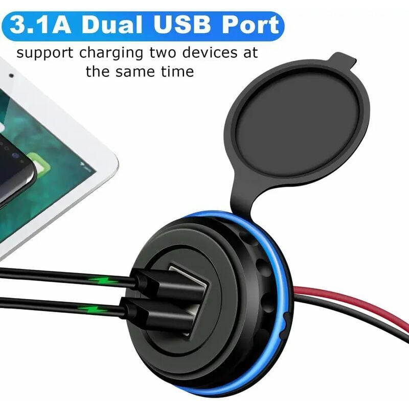 Chargeur USB 12-24V 3.1A, Prise De Port USB Facile à Utiliser, Prise USB De  Voiture, Pour Voiture De Camping-car 
