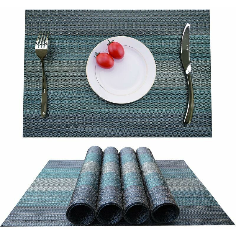 Set de table, Set de 4 sets de table antidérapants lavables en PVC résistant  à l'usure et à la chaleur pour la maison, le restaurant, la table à manger  Bleu 45x30cm
