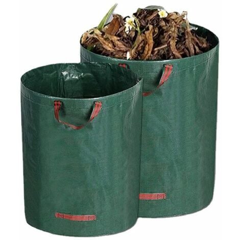 2x Sacs de jardin 500L 50 kg sac de déchets ordures végétaux tissu renforcé  pliable hydrofuges