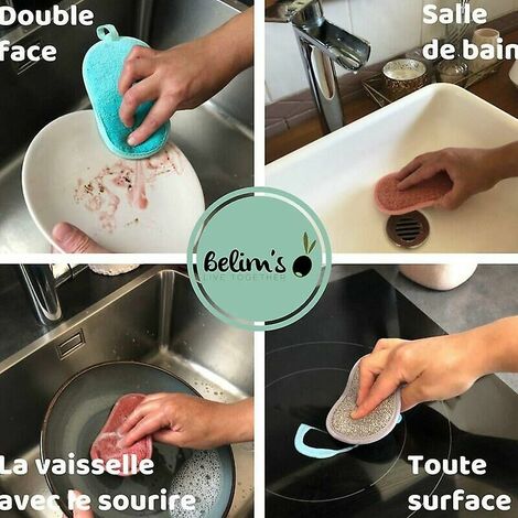4 Eponge Reutilisable Lavable Vaisselle En Microfibre Pour Cuisine