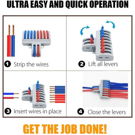 Bornes de Connexion, SPL-82 6 Pcs Connecteurs électriques, Levier-Écrou Fil  Connecteurs, Connecteur de fil