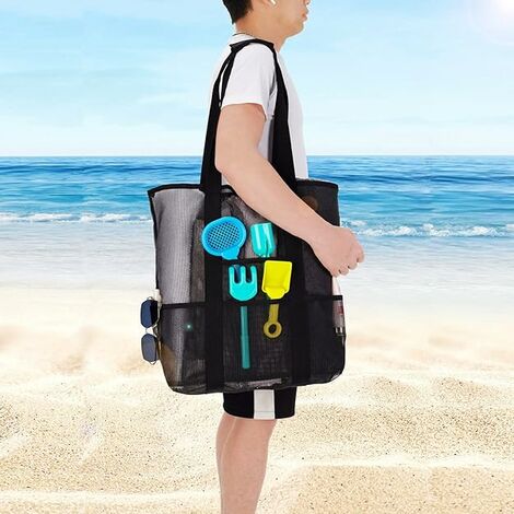 Grand sac de plage femme sac à bandoulière étanche au sable léger sac de  plage piscine