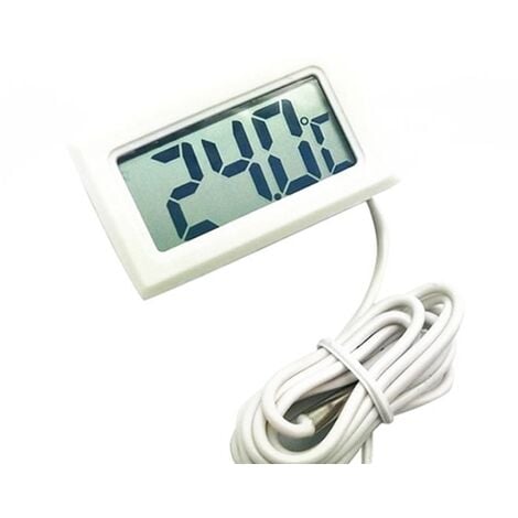 Mini Digital lcd Thermomètre Température avec Sonde de Température Capteur  Testeur pour Réfrigérateur Congélateurs Aquarium (2X Noir 2X Blanc)