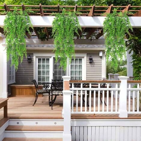 2 Pièces Plante Artifici Fougère de Boston Plantes, Fausse Mur Végétal Artificiel Tombante, la Maison et la Décoration Extérieur de Mariage Déco Automne