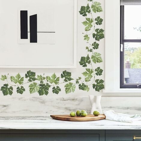 Autocollant mural motif feuille auto-adhésif Art plantes vigne décoration  de la maison amovible décalcomanie 
