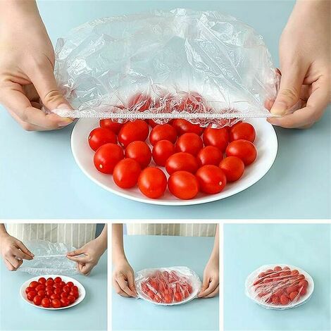 100PCS couvercles alimentaires transparent plastique éLastiques