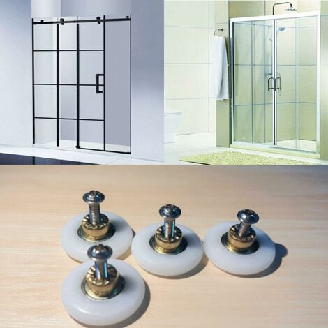 Lot de 4 roulettes de porte de douche ? Pièce de rechange pour porte de  douche coulissante en verre de salle de bain (diamètre du rouleau 23 mm)