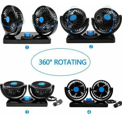 Ventilateur De Voiture Pliable 3 Têtes MOZbatte - 3 Vitesses, Compatible 5V USB / 12V / 24V, Idéal Pour Camion, Bureau Et Voiture