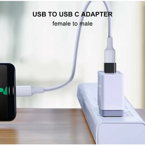 Adaptateur USB C vers USB (Lot de 4), Adaptateur USB C vers USB 3.0 OTG, USB Fem to USB-C Mâle Compatible avec MacBook Pro, Samsung Galaxy, Téléphones Type-C et Plus (2 Noir et 2 Blanc)