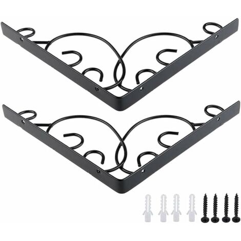 JFAG Support D'Étagère Européen Paire De D'éTagèRe Triangulaires En Fer Forgé Équerre Pour Étagère Murale En Métal Noir/Blanc/Bronze Haute 15/20/ 30cm