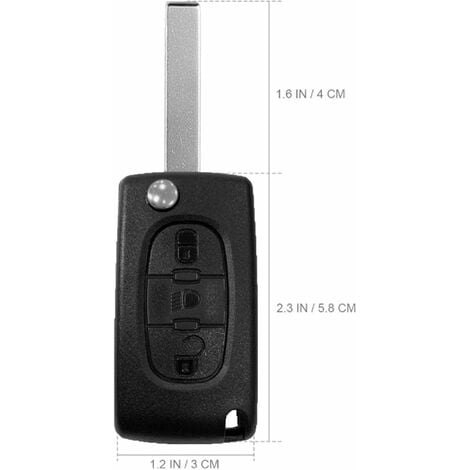 3 Boutons Phare Coque Clé Compatible CE0536 clé à Rabat Pliable pour Peugeot  207 307 308