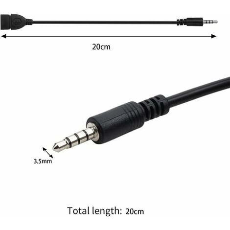 3.5mm mâle AUX audio prise jack vers USB 2.0 femelle convertisseur câble  cordon voiture MP3