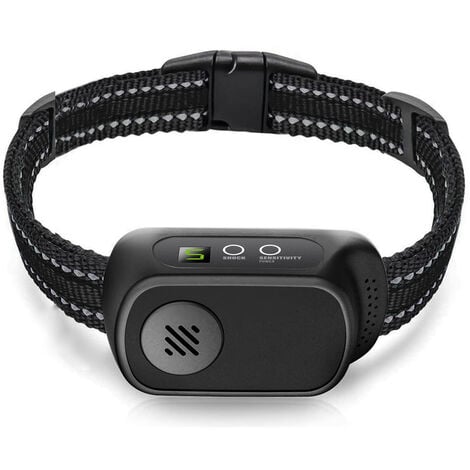 Collier Anti-aboiements Automatique Rechargeable pour Chiens,5 Niveaux de Sensibilité Réglables, Modes Vibration, Choc Statique et Son, Adapté Aux Chiens de Petits,Taille Moyenne,Grande