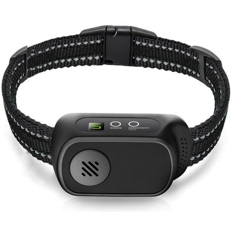 Collier Anti-aboiements Automatique Rechargeable pour Chiens,5 Niveaux de Sensibilité Réglables, Modes Vibration, Choc Statique et Son, Adapté Aux Chiens de Petits,Taille Moyenne,Grande