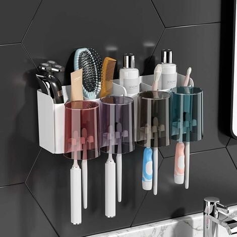 Salle de bain-WC,Support de brosse à dents avec gobelets, presse dentifrice  automatique, - Type Gray 3 Cups - Cdiscount Maison