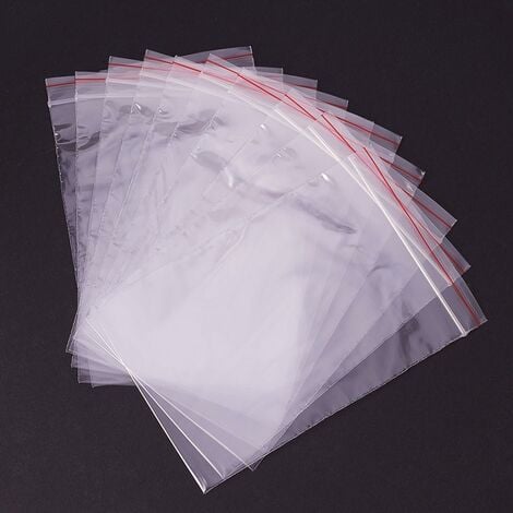 Lot 100 Sachets Plastique Transparent Fermeture ZIP Emballage Pochette  Rangement
