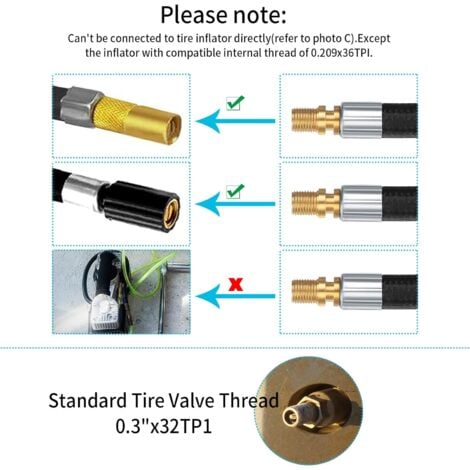 Pezzi Tuyau Pompe Gonflage Pneu Cm Gonfleur De Valve Tube V Lo Tuyau Adaptateur Pneu