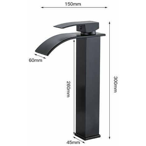 Robinet cascade en laque Lavabo à poser chaud et froid Toilettes Armoires de salle de bain Robinet monotrou Robinet de lavabo cascade, Mitigeur cascade noir, Robinet de salle de bain monotrou en laito