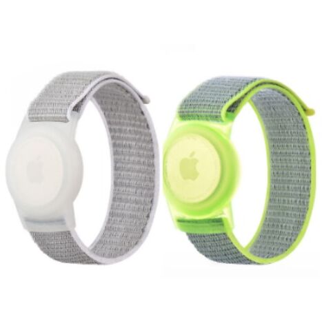 Lot de 2 (vert + gris)Bracelet Enfant Airtag, Accessoire Airtag,  Anti-Rayures GPS Bracelet Airtag Scratch pour Enfants ou Adultes