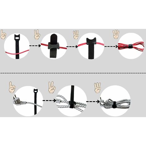 100 pcs Scratch Serre Cable Bande,Attache Câble,Sangle Réutilisable Câble  Management Facile à Couper pour